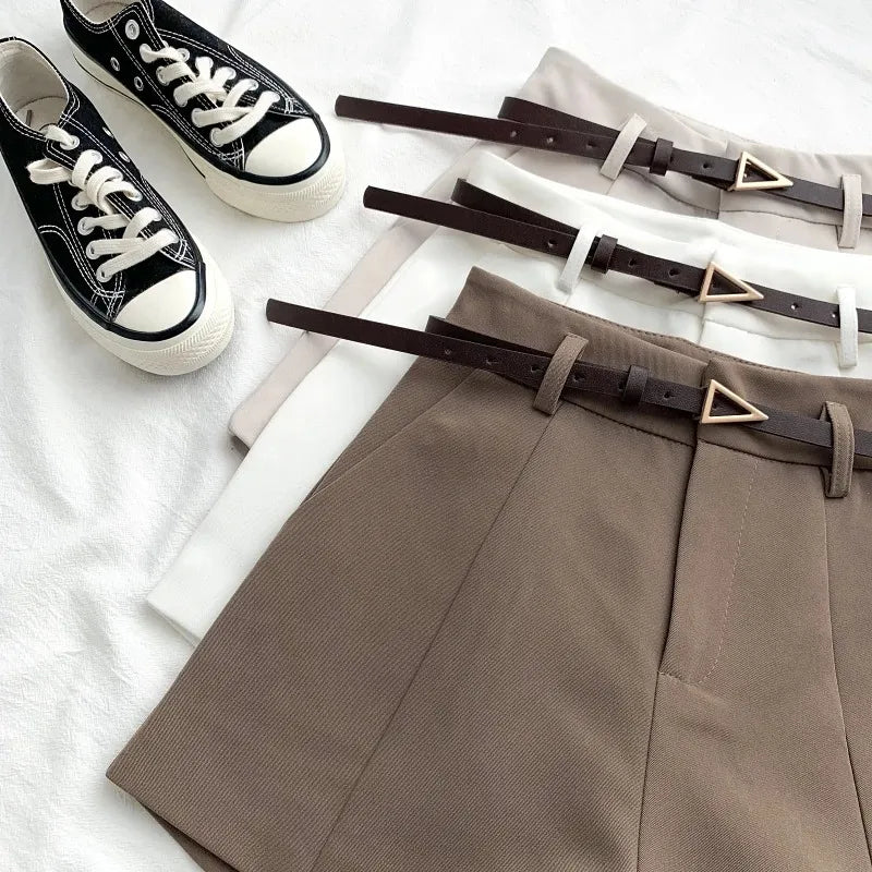 Chic A-Line Belted Women's Shorts